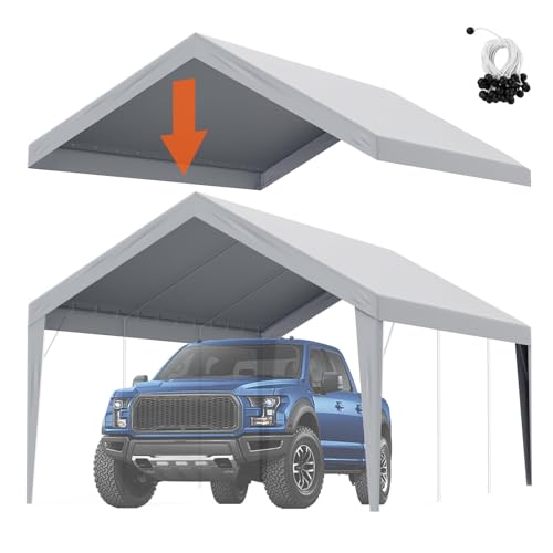 Carport Replacement Canopy Cover 12 x 20 ft (Gray / 12x20ft)
