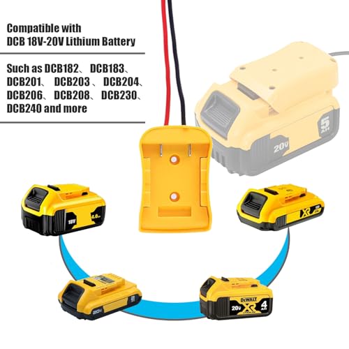 Jumper Adapter with Crocodile Clip Compatible with DEWALT 20V Batteries Portable Jump Starter for Car