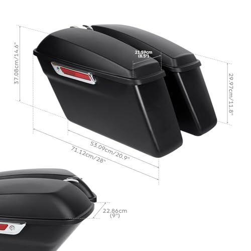 Matte Black Hard Saddlebags Fit for Harley Touring Road King Street Glide Electra Ultra 2014 (Matte Black / For 2014-later)