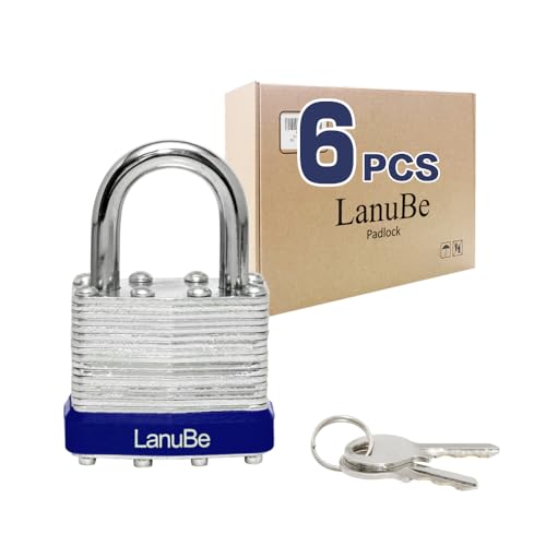 Laminated Keyed Alike Padlock 6 Pack 1.6 (6 Pack Blue)