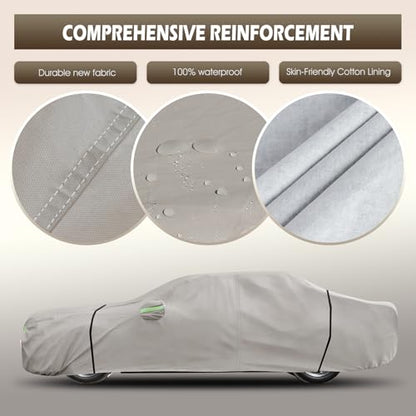 Waterproof Car Cover Fit for Dodge Challenger 2008 (Khaki / Custom Fit for Dodge Challenger)