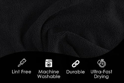 Microfiber Cleaning Cloths (Pack of 36 - 16x16 Inches / Black)
