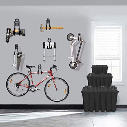 Garage Hooks 12 Pack Wall Storage Hook Includes 2 Extension Cord Holder (12 Pack Black Hooks)