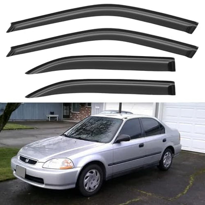 Window Visors Rain Guards for 1996 (1996-2000 Honda Civic Sedan)
