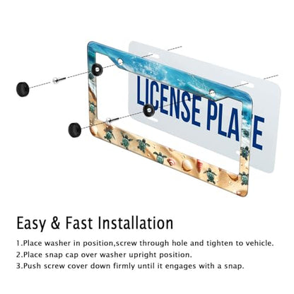 Cute Beach Turtles License Plate Frame (Beath turtles)