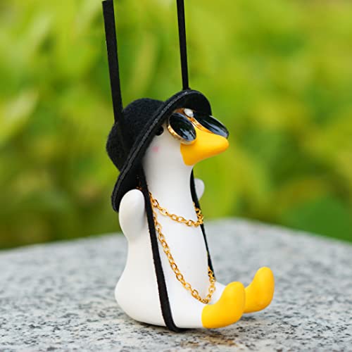 Rear View Mirror Hanging Accessories of Cool Swinging Duck Car Hanging Ornament Cute Car Accessories for Teens Men Women Mirror Hanging Funny Truck Pendant Charms (D)