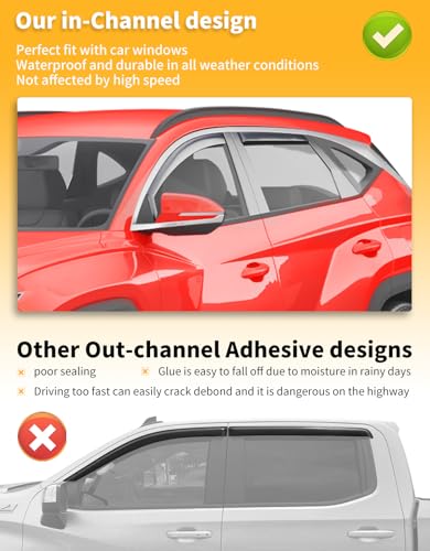 in Channel Window Visors Rain Guards for Hyundai Tucson 2022 (Fit for 2022-2026 Hyundai Tucson)