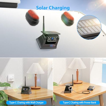 10.1" Magnetic Solar Wireless Backup Camera System (Black / 10'' 1 CAM Rear View)