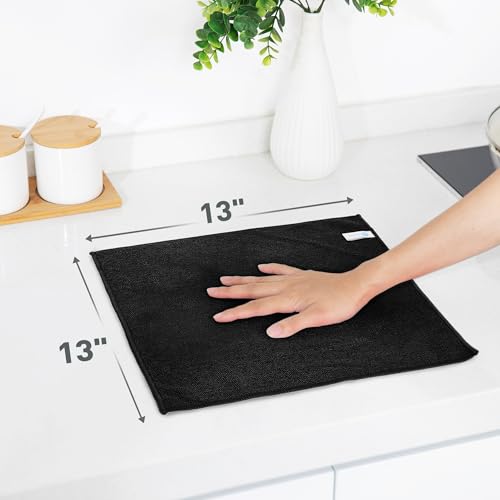 Black Microfiber Cleaning Cloth 13"x13" (12-Pack (13"x13"） / Black)