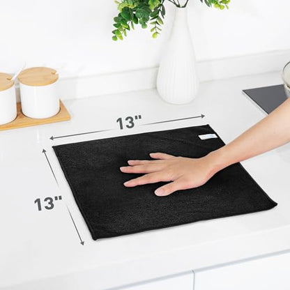 Black Microfiber Cleaning Cloth 13"x13" (12-Pack (13"x13"） / Black)