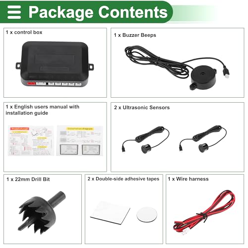 Universal Car Reverse Backup Radar System Parking Sensors Black (White)