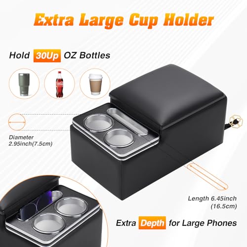 Upgraded Bench Seat Center Console with Cup Holder & Phone Holder