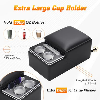 Upgraded Bench Seat Center Console with Cup Holder & Phone Holder