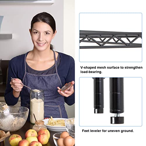 6 Tier Wire Shelf (Black / 42"D x 16"W x 72"H)