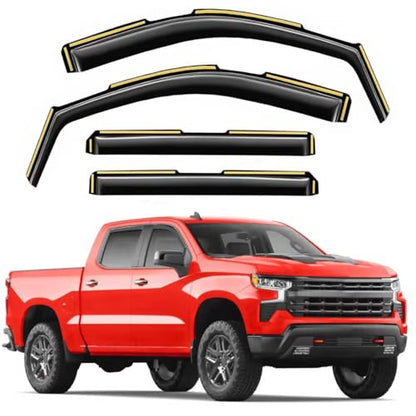 in Channel Extra Durable Rain Guards for Chevy Silverado (2019-2026 Chevy Silverado/GMC Sierra1500 Crew Cab)