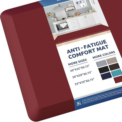 0.8" Thick Kitchen Mat Cushioned Anti Fatigue Rug Comfort Floor Mats (Red / 70"L x 24"W x 0.8"Th)