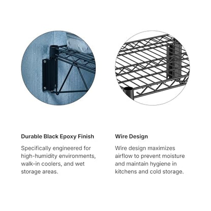 18" x 36" Black Epoxy Wire Wall Mount Shelf (Black / 18" x 36")