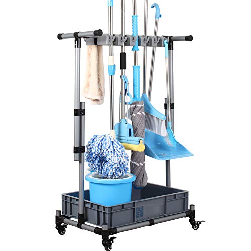 Broom And Mop Holder Put Wet Movable Floor (10slots)