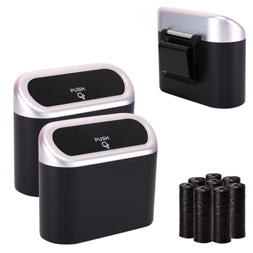 Mini Car Trash Can with Lid (Black/Silver)