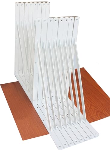 16 Pack L20 x H 12" White Heavy Duty Shelf Brackets with Screws Metal Shelf Brackets Shelf Support Angle Brackets for Shelves L Brackets Heavy Duty Floating Shelf (16 Pack-White / 20''x12'')