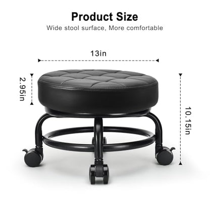 Low Roller Seat Low Height Rolling Stool PU Leather Rolling Stool (Style 3)