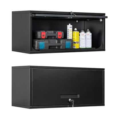 Metal Garage Cabinet with Doors (13"D x 32"W x 14"H / Black)