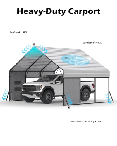 20'x15'x12.7' Heavy Duty Metal Carport