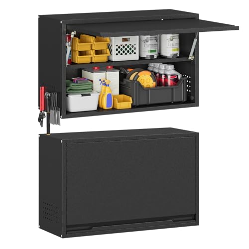 Metal Garage Wall Cabinet with Up (Black / 19.7"H Wall Cabinet(1-Door))