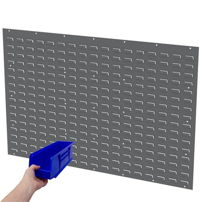 30655 Louvered Steel Wall Mount Panel Garage Organizer for Hanging AkroBin Storage Bins (Grey / 52-Inch W x 34-Inch H)