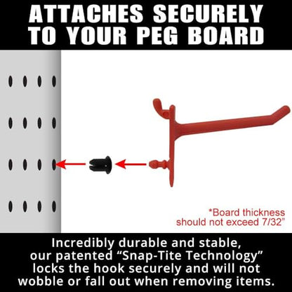 PegPro® 2" Hooks Kit for Standard “Wood Fiber” pegboard (2" Straight / Red)