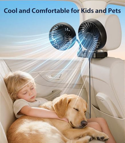 360 Hose USB Fan for Car Seat Baby Kids (Black / USB Car Fan)