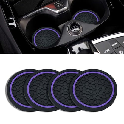 4PCS Car Cup Holder Coasters (Black/Purple)