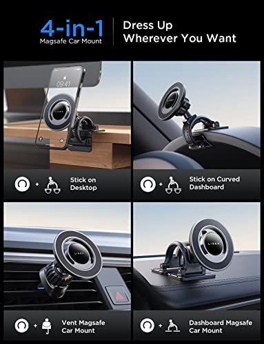 for MagSafe Car Mount [Strong Magnets] Magnetic Phone Holder for Car Hands Free Cell Phone Mount Cradle Vent & Dashboard Car Accessories for Women Men fit iPhone 17 16 15 14 13 12