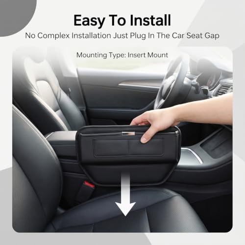 2Pack Universal Fit Premium Leather Car Seat Gap Filler Organizer