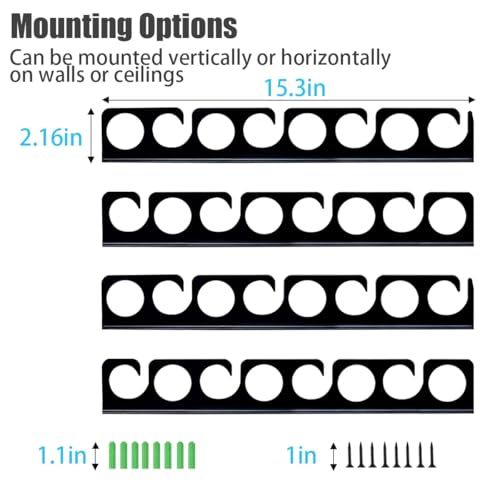 Wall or Ceiling Fishing Rod Storage Rack Vertical Horizontal Holder with 16 Capacity Fishing Rods Reels Mounted Roof Carrier Hooks Hanger for Garage Cabin and Basement Gear Accessories (Store 16 Rods)