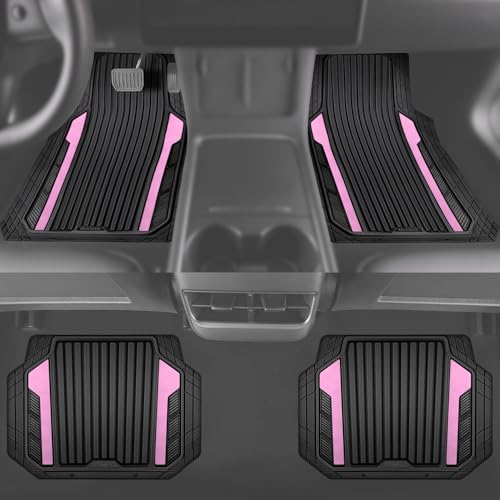 Heavy Duty Rubber Car Mats Metallic (Black Light Pink)