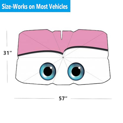 Windshield Sun Shade 2025 Car Accessories 100% Blackout Car Front Windsow Shades Umbrella Automotive Sun Visor Block Heat Insulation Protection (Pink)
