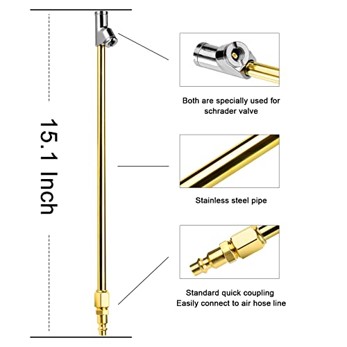 2 Way Connection 13.8" Extended Air Chuck Set (14'' - Solid Brass)