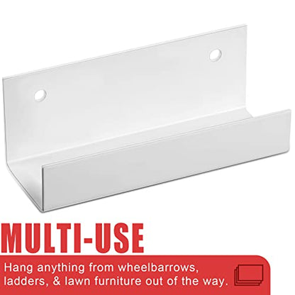 4 Pcs Wall Mount Ladder Wall Wheelbarrow Hanger (White)