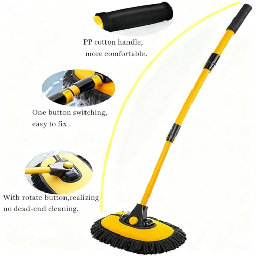 Car Wash Brush with Long Handle (Yellow02)
