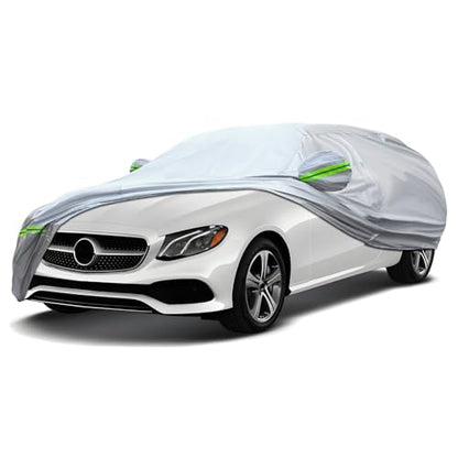 6 layer Full Car Cover Is All (Green reflective strip / 19/ J-XL For Sedan Length (196"-207"))