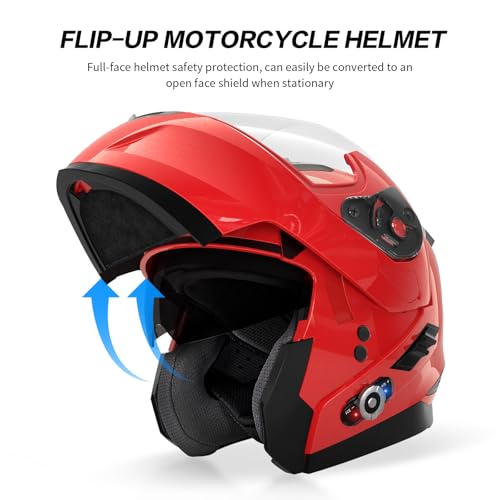 Motorcycle Helmet Bluetooth 5.0 Integrated New EPS FreedConn BM2 (Red / Small)