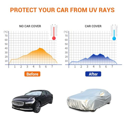 Car Cover Waterproof All Weather (Light Silver / 3XXL+: for Sedan (Length 201"-210"))