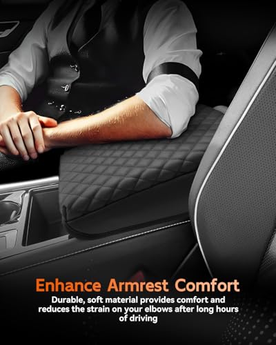 for Volkswagen Atlas 2024 2025 2026 Center Console Cover Armrest Box Cover for VW Atlas (Atlas-Thickened Black Leather Square)