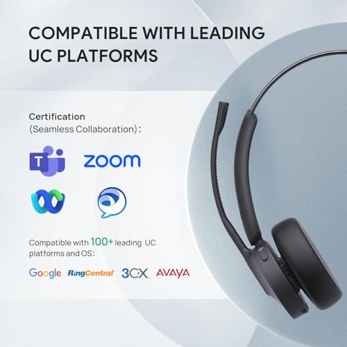 BH70 Mono Bluetooth Teams Headset with AI Mic for Work from Home PC (Black (Teams) / Mono (USB-C to A))
