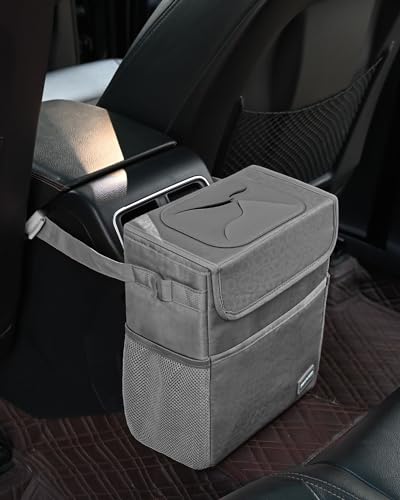 Cute Car Trash Can with Lid (Gray Leopard / 2 Gallons)