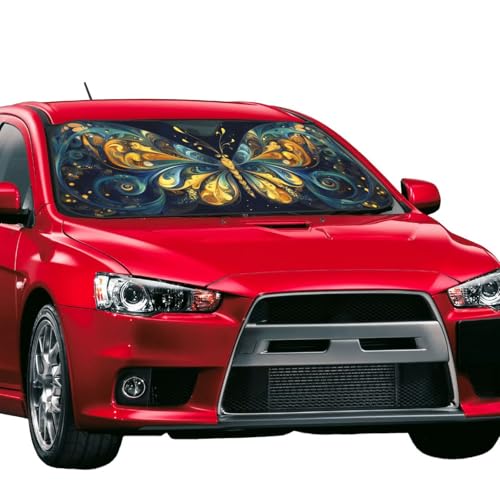 Beautiful Butterfly Car Sun Shade Windshield Sunshade Foldable Front Window Shield Cover for Truck SUV (Blue13 / Small)