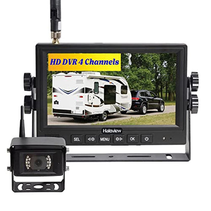 MC7108 Wireless RV Backup Camera System 7'' Monitor Built in DVR Rear View Camera with Infrared Night Vision and Wide Viewing Angle for Truck