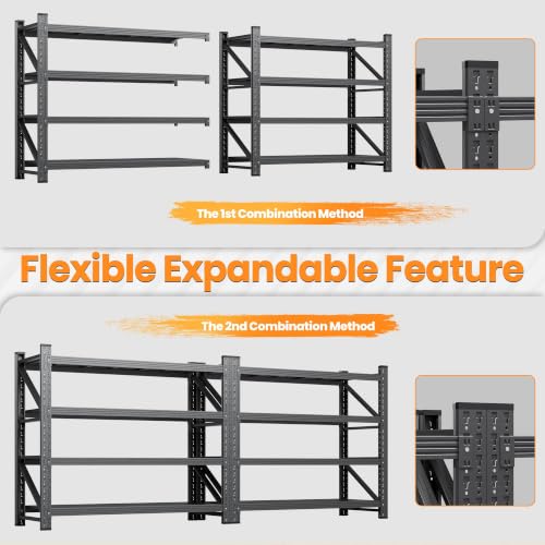 60” Wide Heavy Duty Metal Garage Shelving (Matte Black / 60"Wx24"Dx70" H)