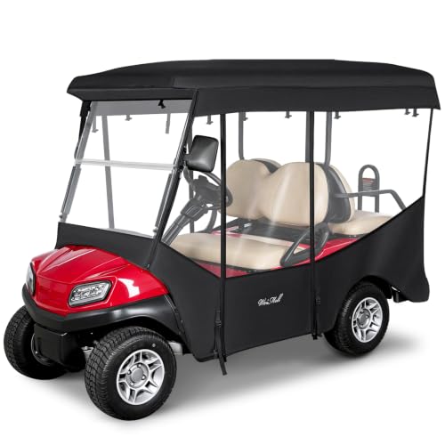 Golf Cart Enclosure 4 Passenger for Club Car Tempo Onward 88" Roof (Fit for Tempo Onward 4 Passenger Extended Roof / Black)